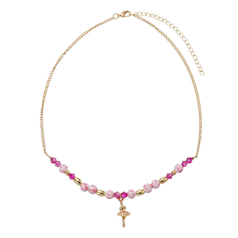 Pink Beaded Ballerina Necklace