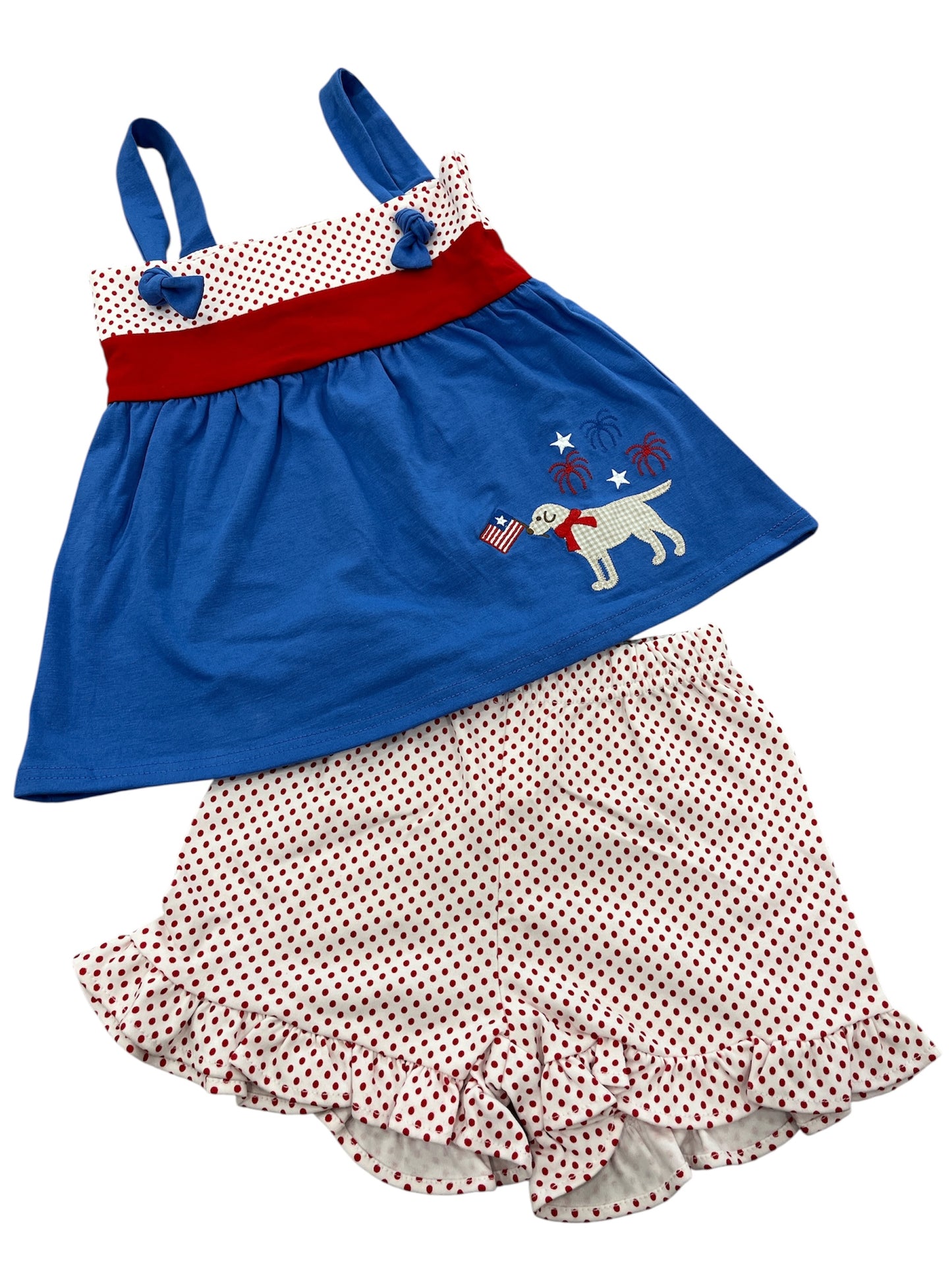 Patriotic Pup Knot Short Set