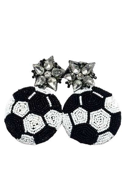 Beaded Earrings - Soccer