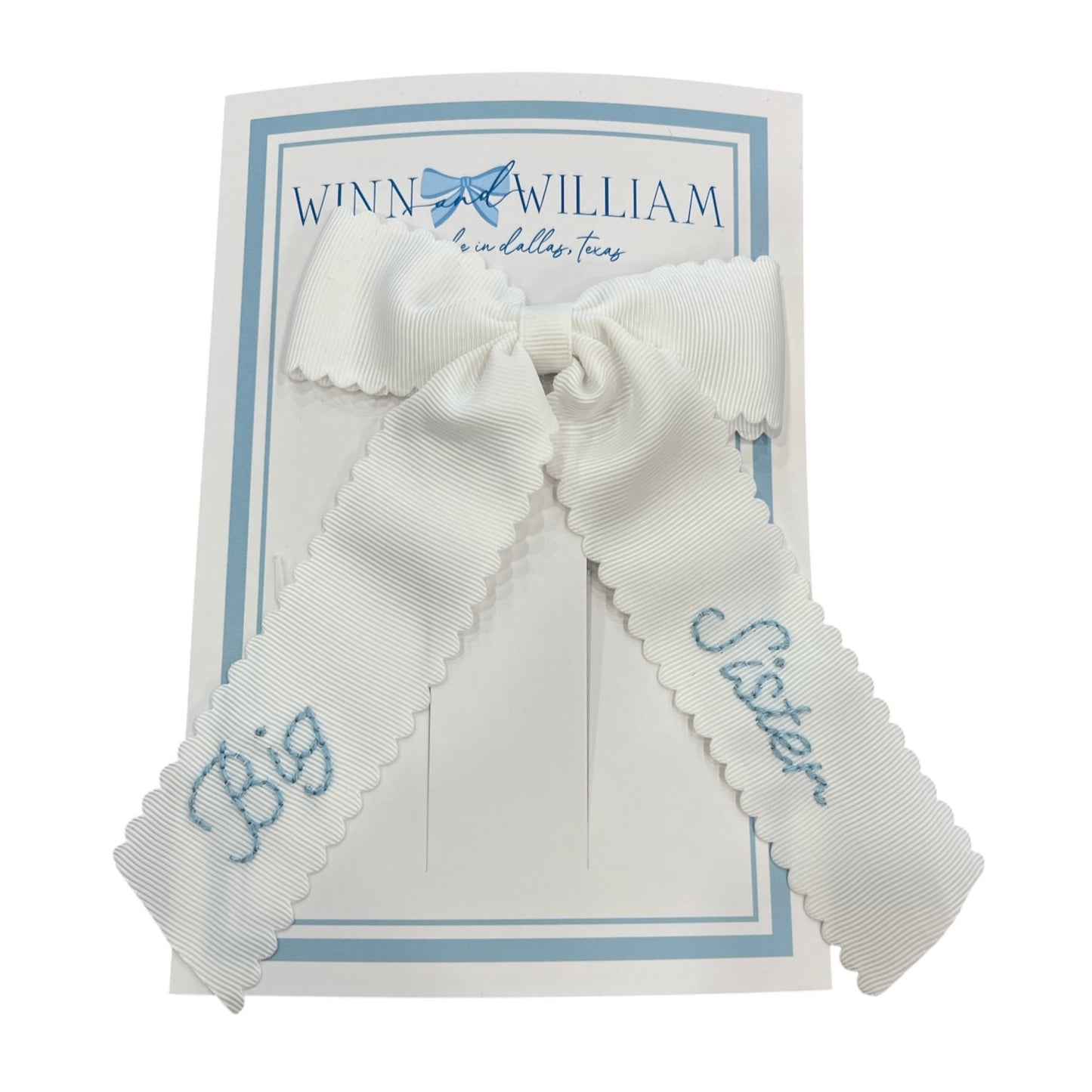 Big Sister Bow Blue + White