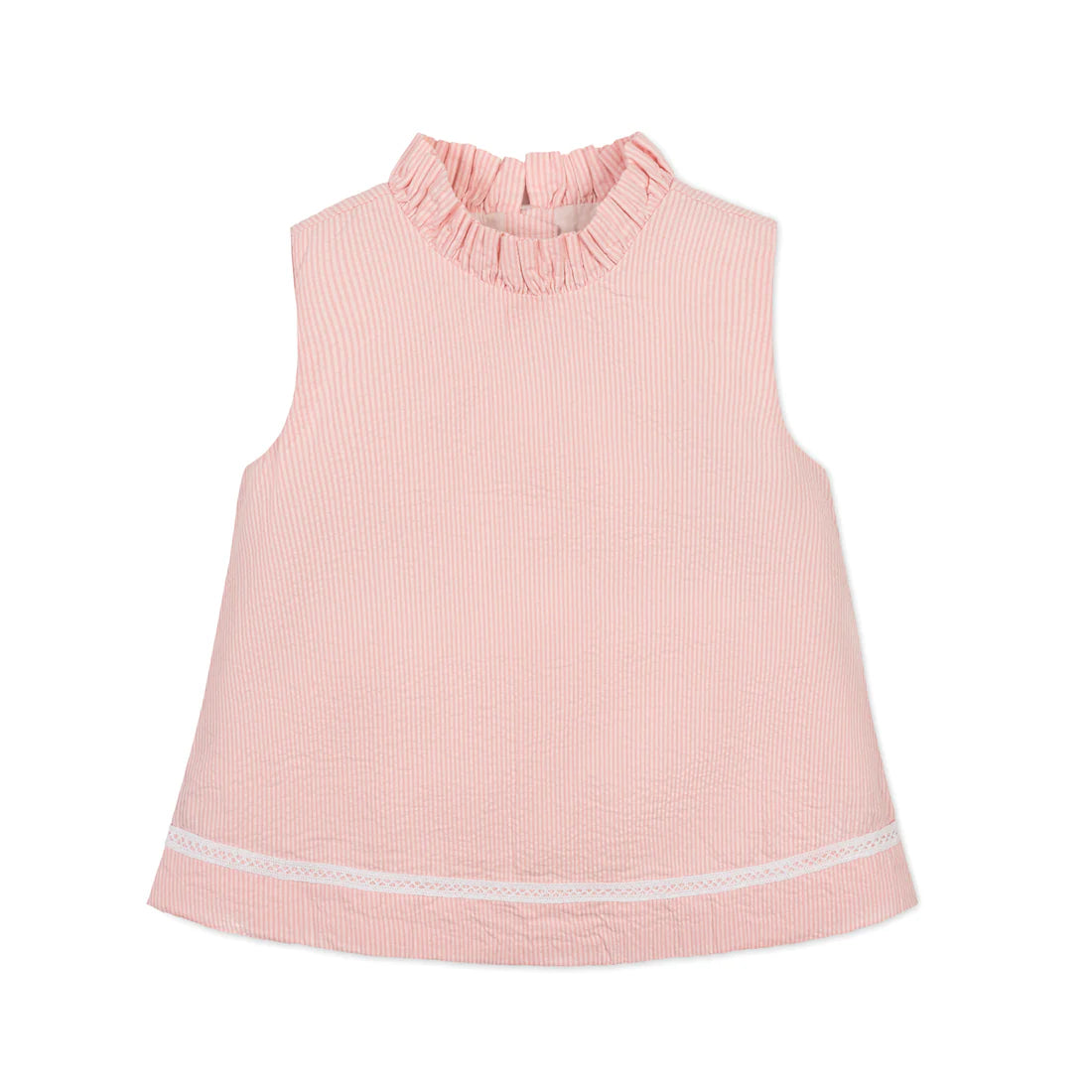 Ruffle Neck Seersucker Top