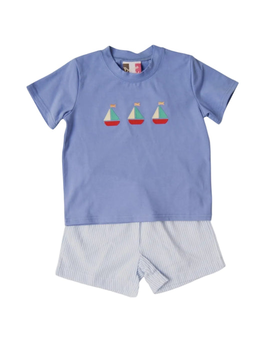 Sailboat Applique Short Set