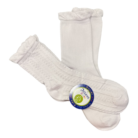 Ruffle Top Sock Set - White