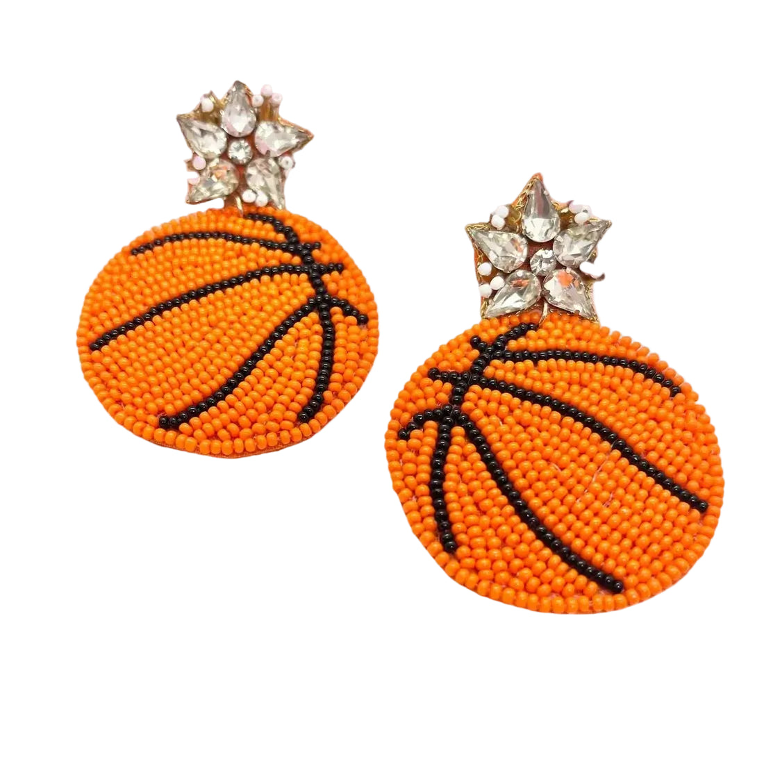 Beaded Earrings - Basketball