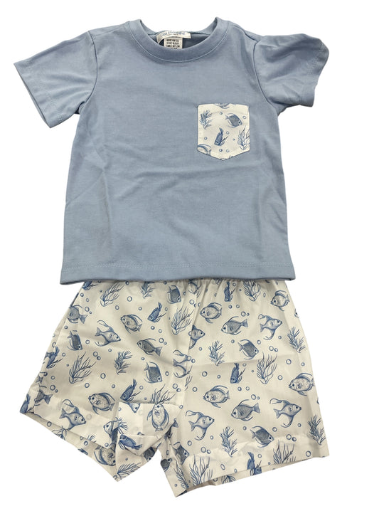 Fish Print Short Set