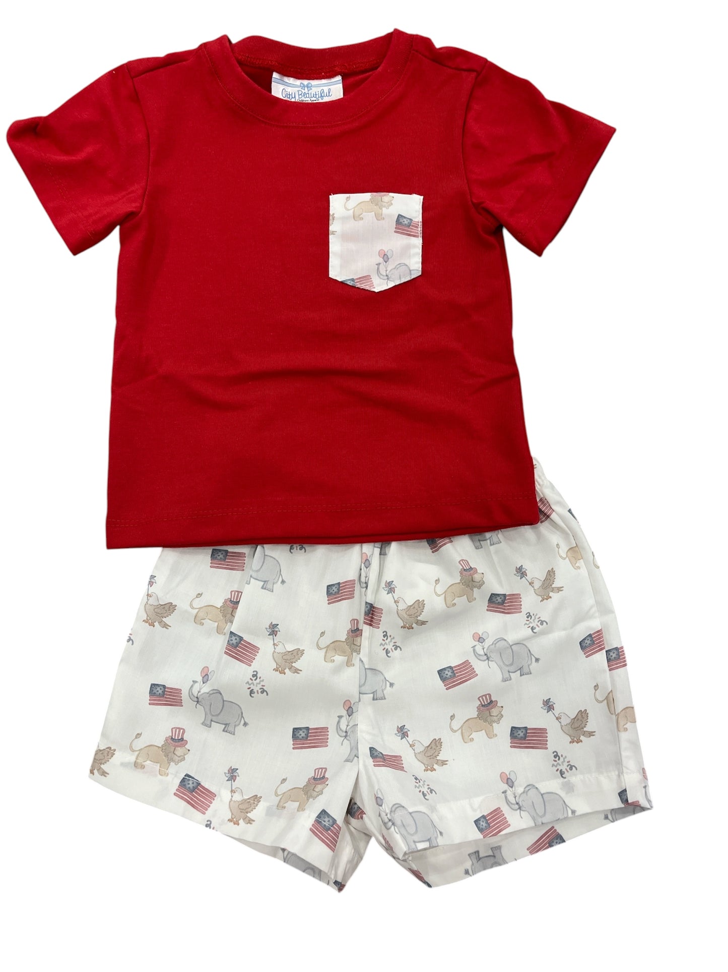 Smocked Patriotic Short Set