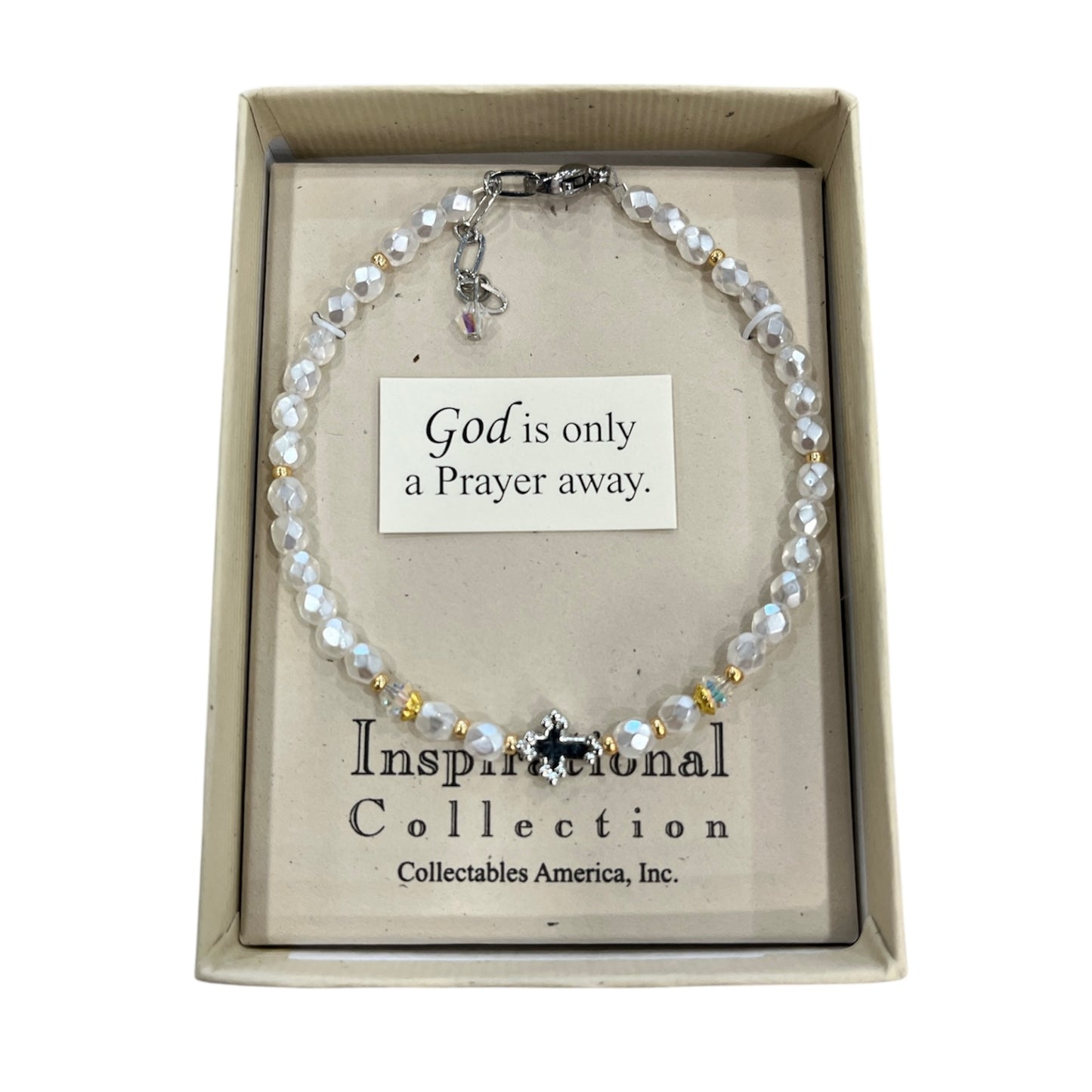 Pearl + Cross Bracelet