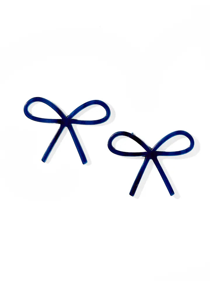 Navy Lola Bow Earrings