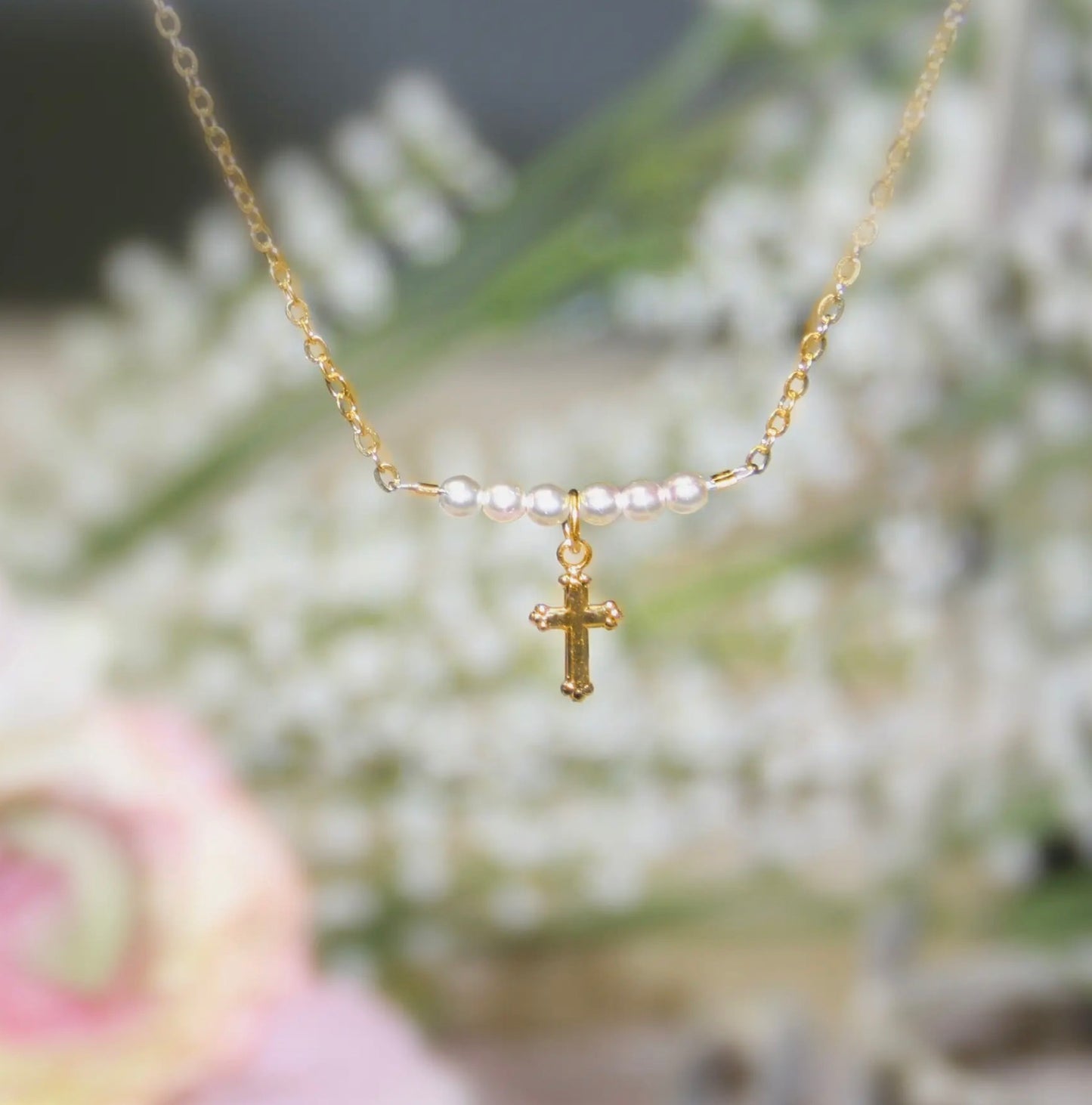 Cross + Pearl Necklace
