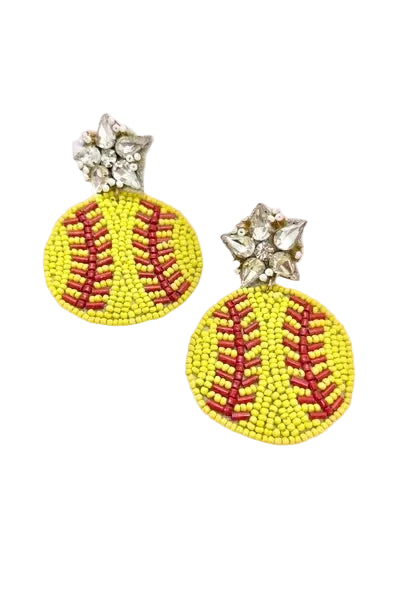 Beaded Earrings - Softball