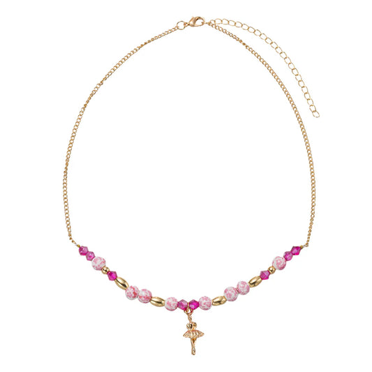 Pink Beaded Ballerina Necklace