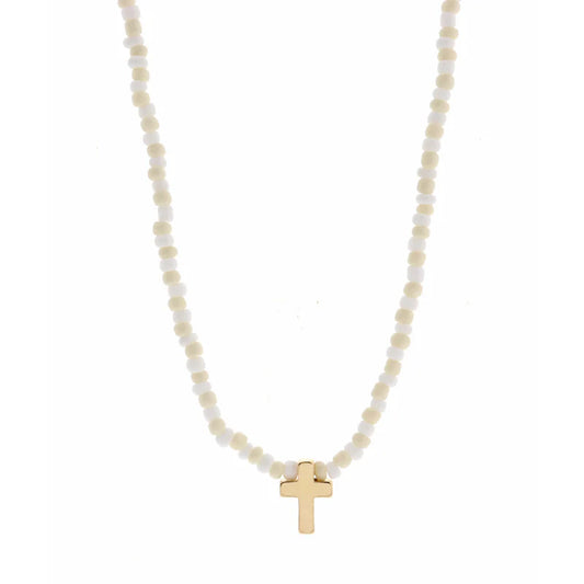 Seed Bead Cross Necklace