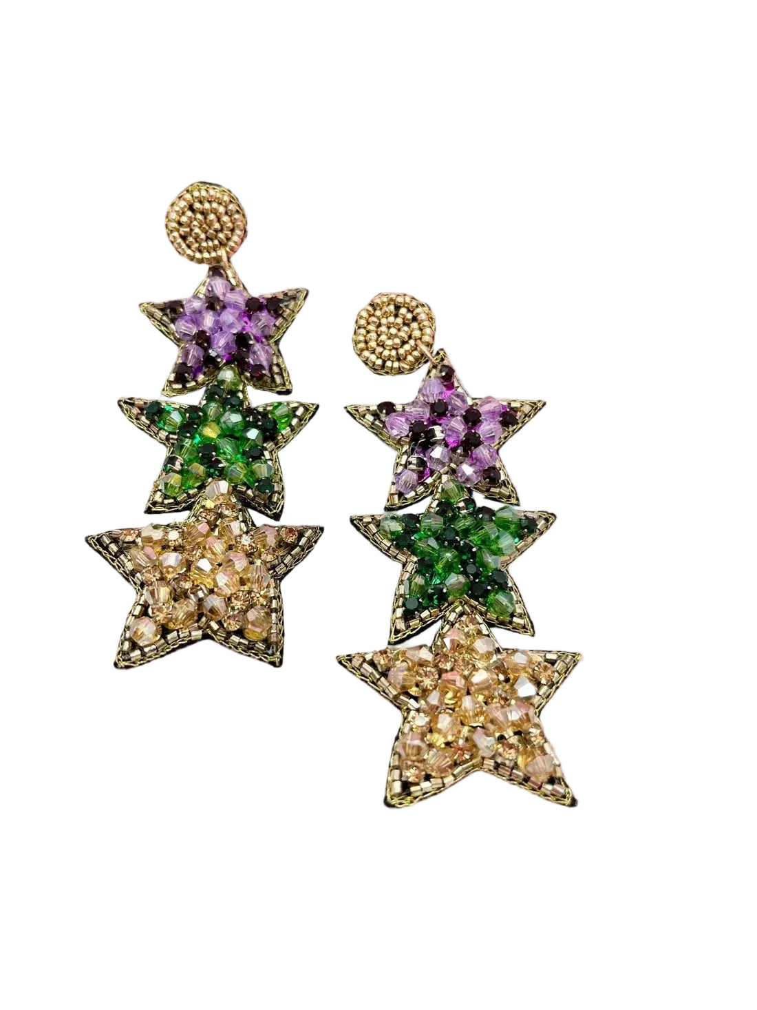 Beaded Earrings - Mardi Gras