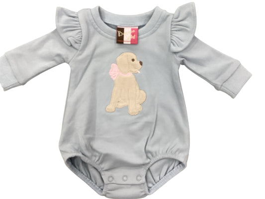 Puppy Applique Bubble Girl