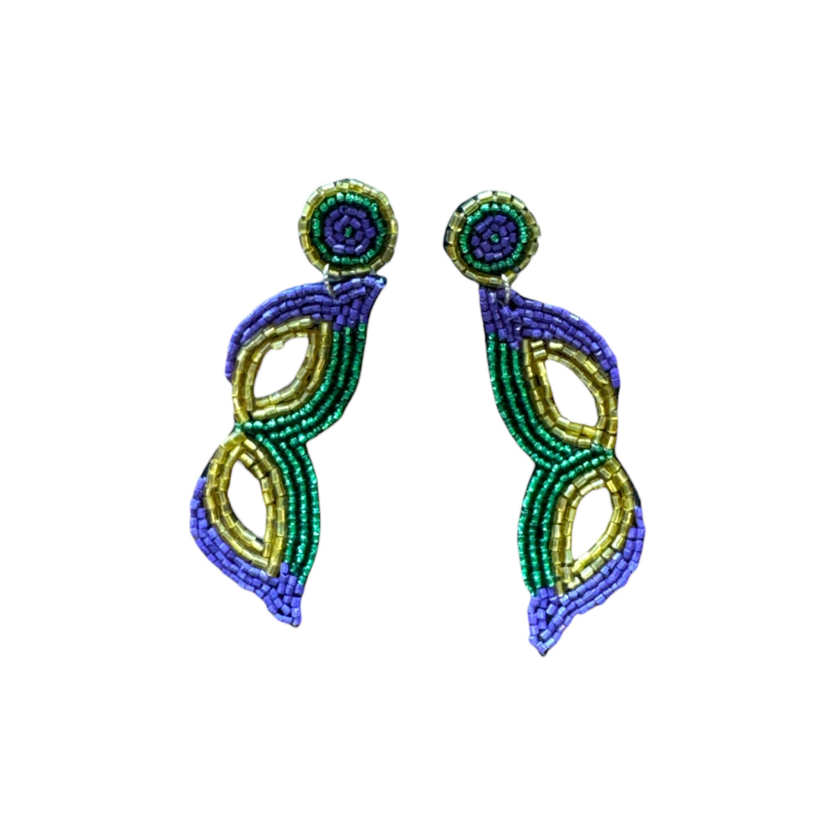Beaded Earrings - Mardi Gras