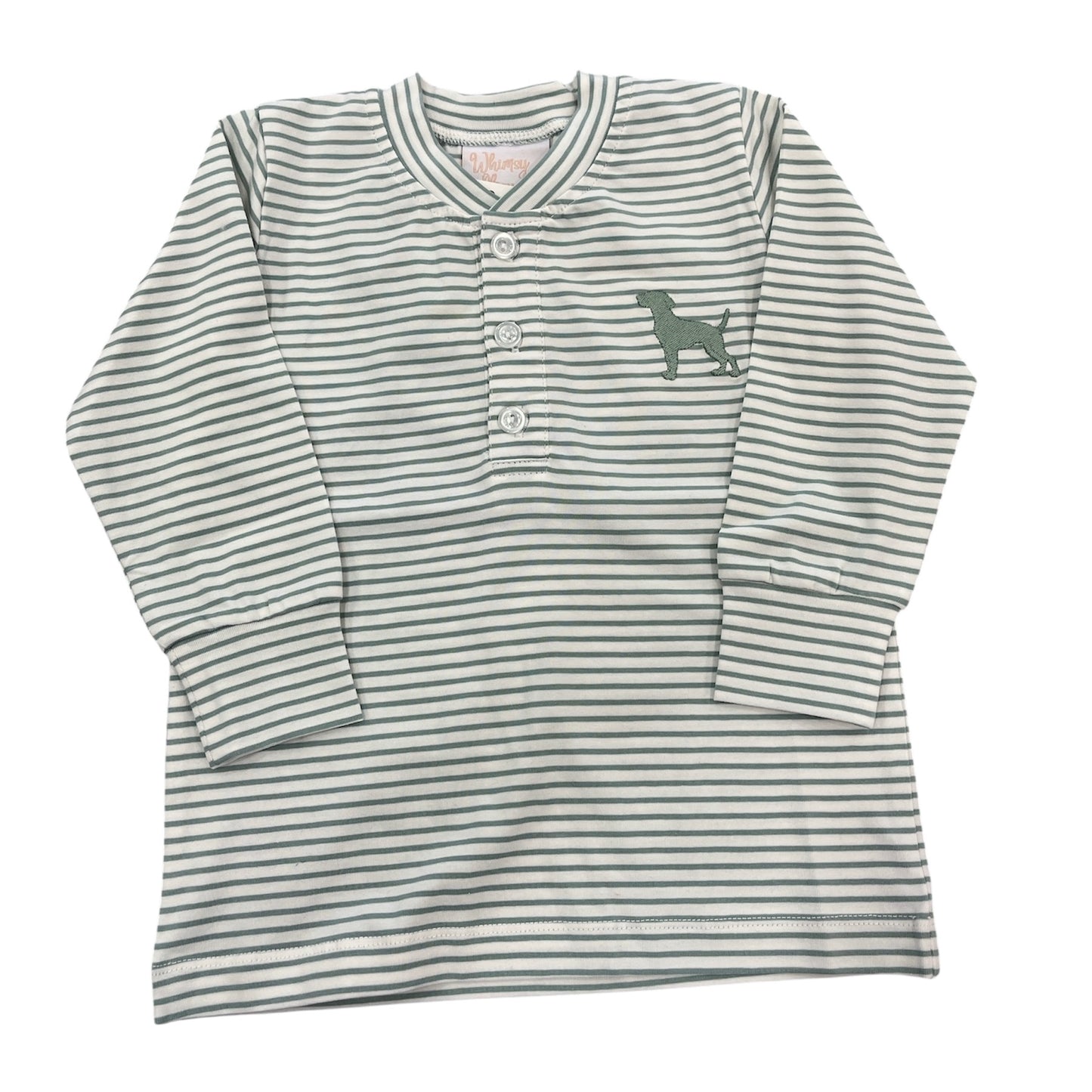 Sage Striped Dog Henley