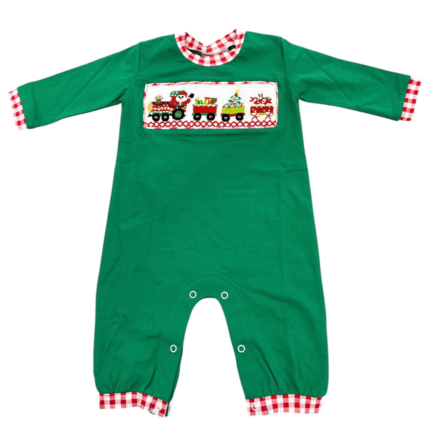 Santa's Train Smocked Romper