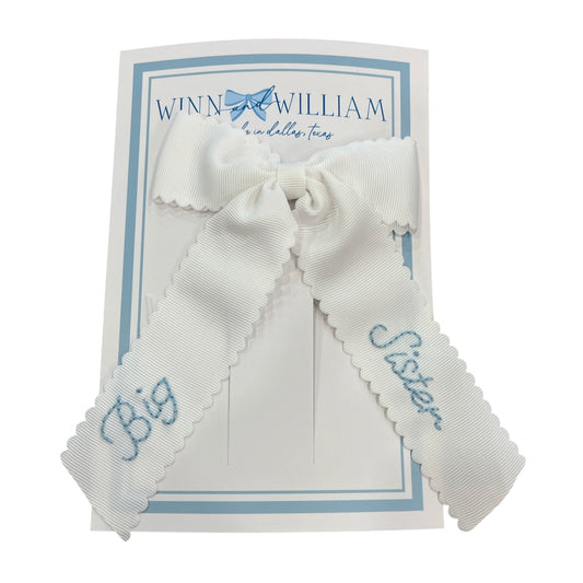 Big Sister Bow Blue + White
