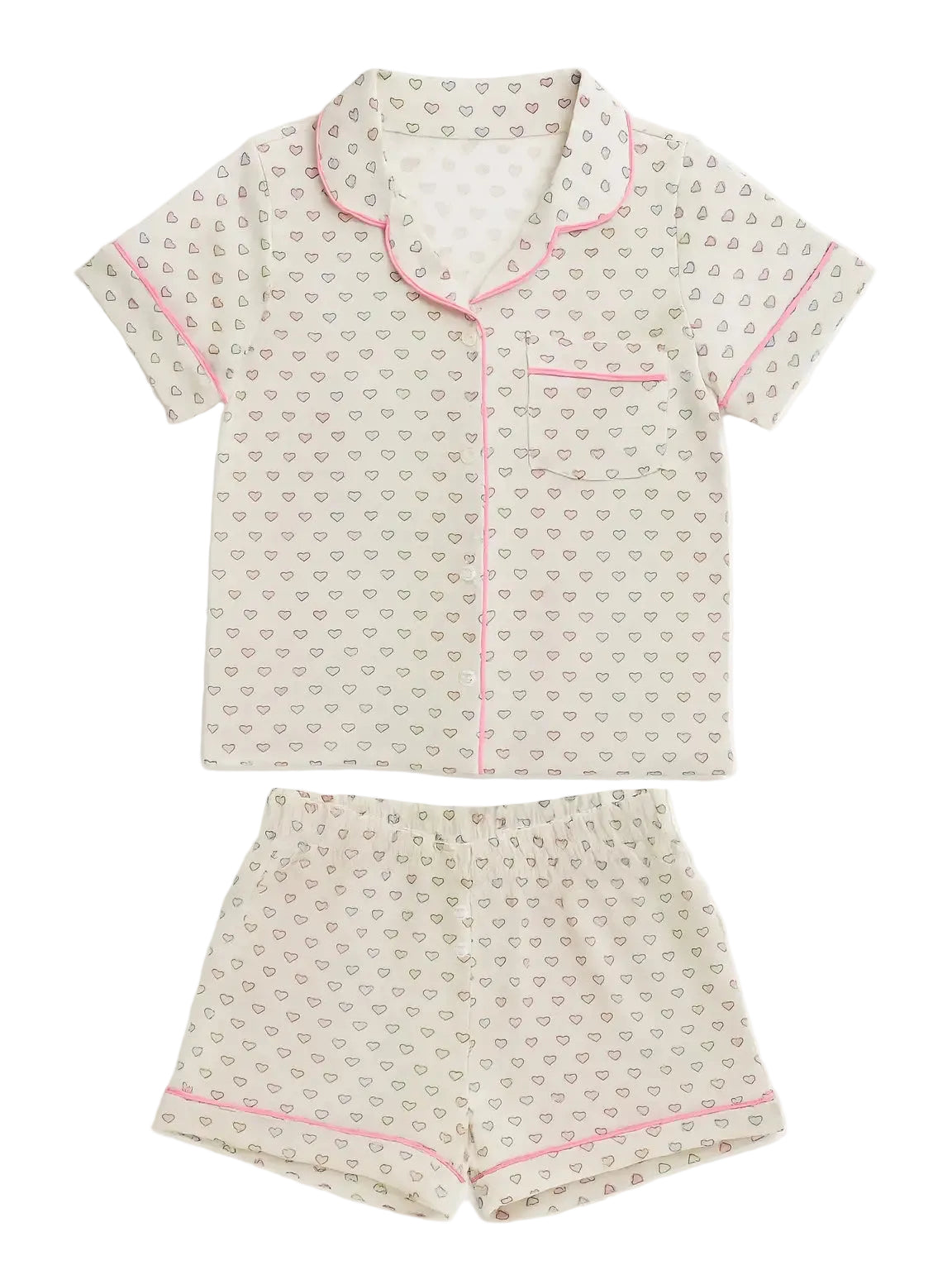 Heart Print Pajama Set