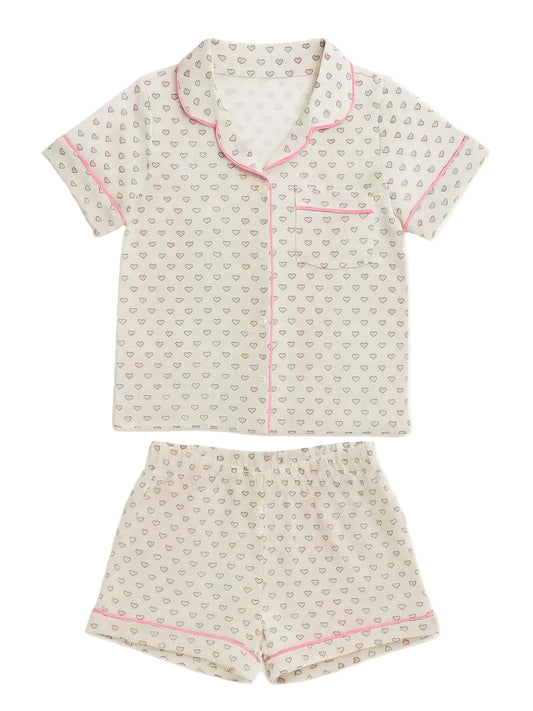 Heart Print Pajama Set