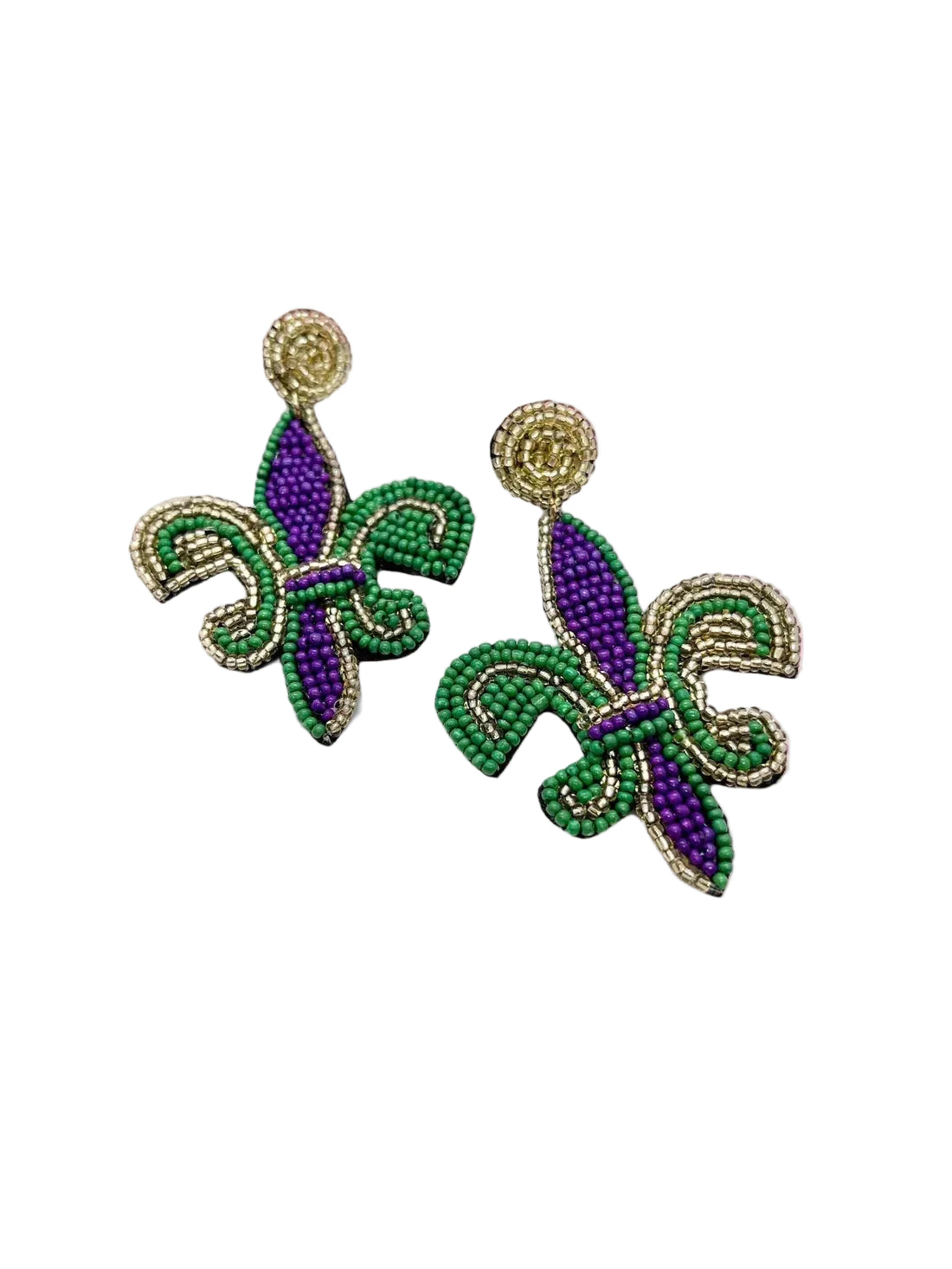 Beaded Earrings - Mardi Gras