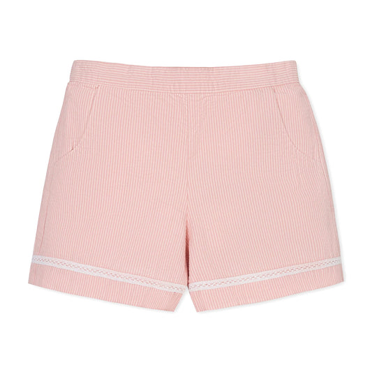 Ruffle Neck Seersucker Pull-On Short