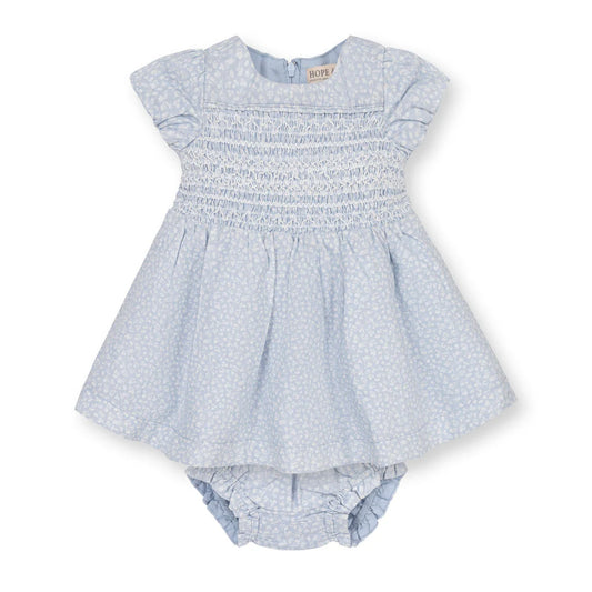 Linen Smocked Puff Sleeve