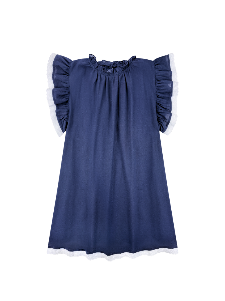 Lily Dress Navy Eyelet
