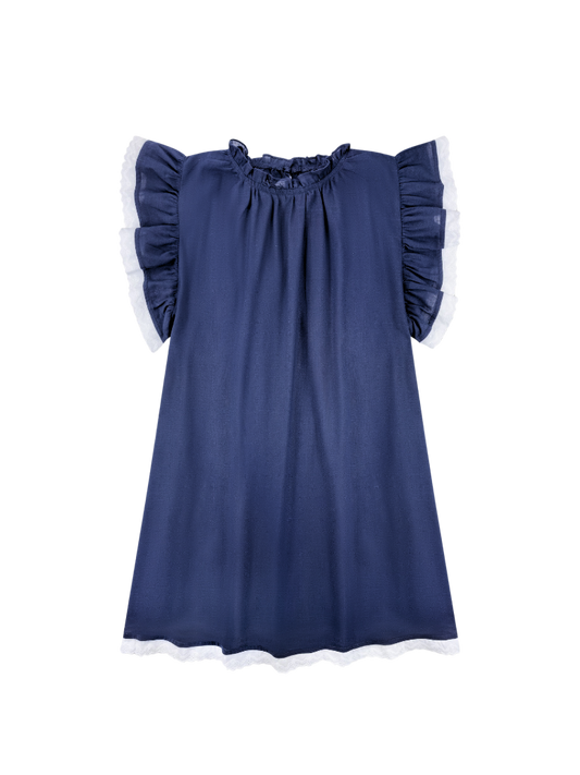 Lily Dress Navy Eyelet